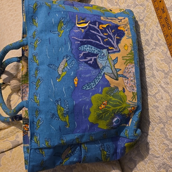 Colorful Canvas Beach Sea Turtle Print Tote Bag - Picture 6 of 9